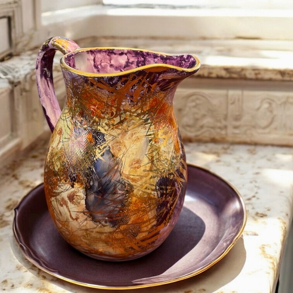 2007 Diana Young Abstract Multicolor Ceramic Pitcher - Picture 6 of 12